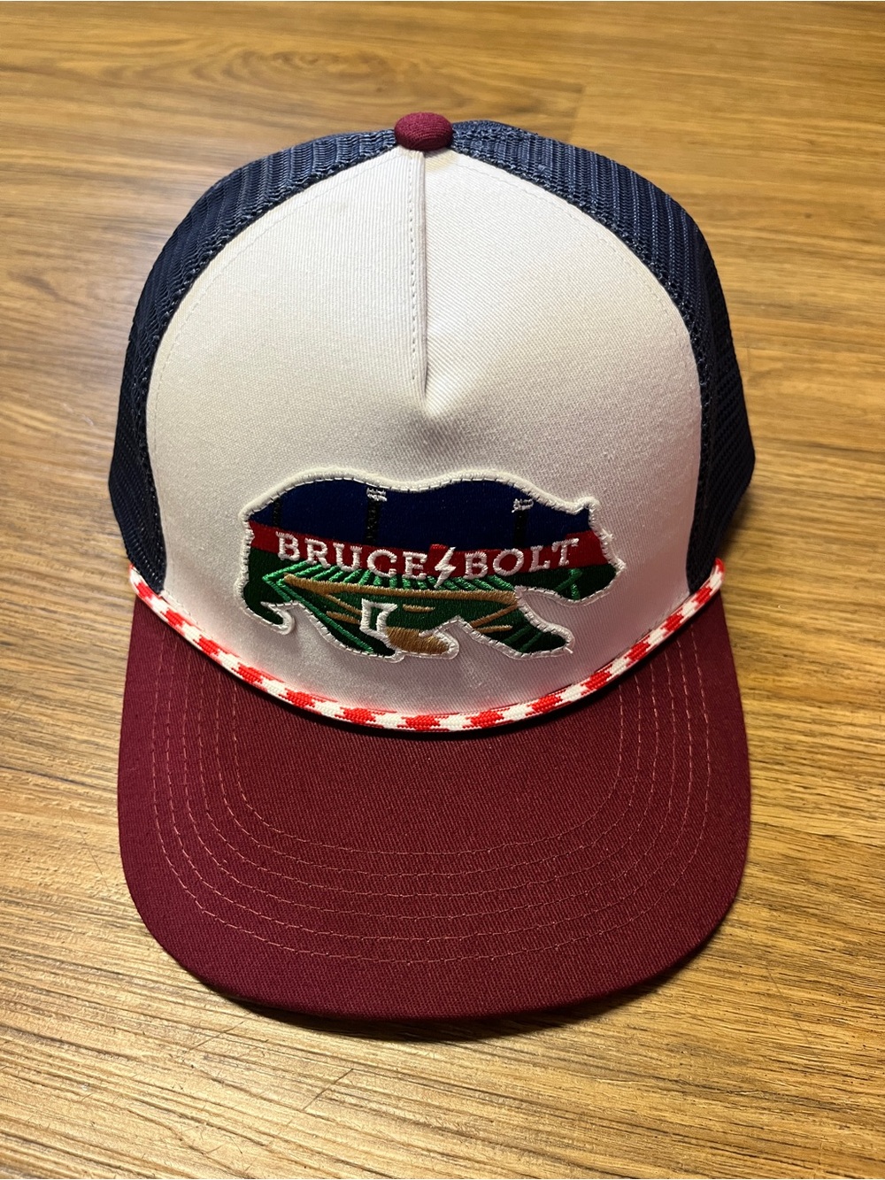 BRUCE BOLT “BEAR” Patch 5-Panel Mesh Snapback Rope Trucker Hat Baseball Unisex